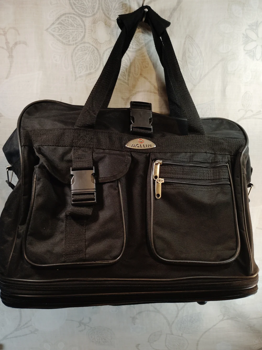 Mcllin Black Travel Rolling Expandable Tote/Carry On Bag